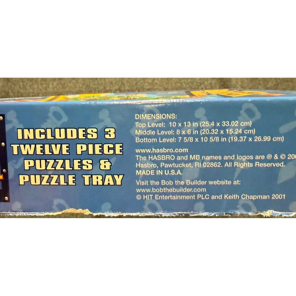 Bob the Builder Tri-Level Puzzle Milton Bradley 2001 3 Puzzles in 1 Tray 41520-1
